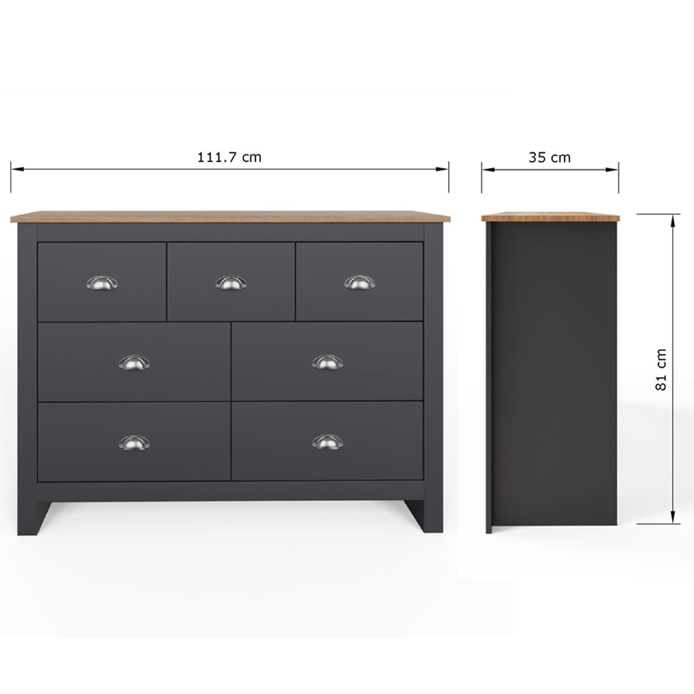 GFW Lancaster 7 Drawer Slate Blue Merchants Chest of Drawers Image 9