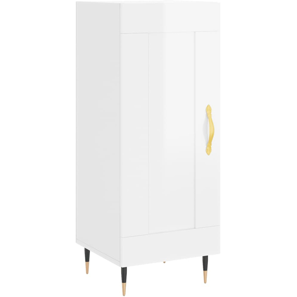 vidaXL Single Door High Gloss White Sideboard Image 2