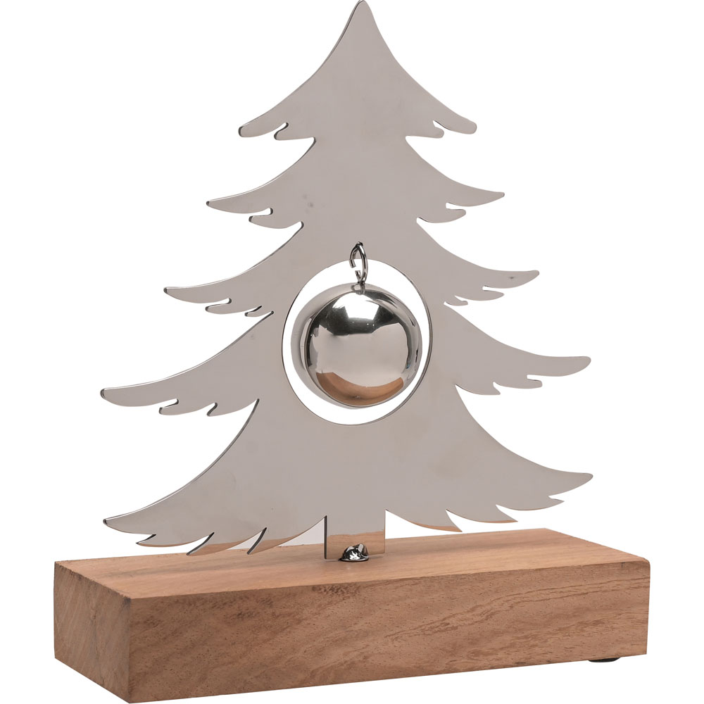 The Christmas Gift Co Silver Christmas Tree with Bauble Image 1