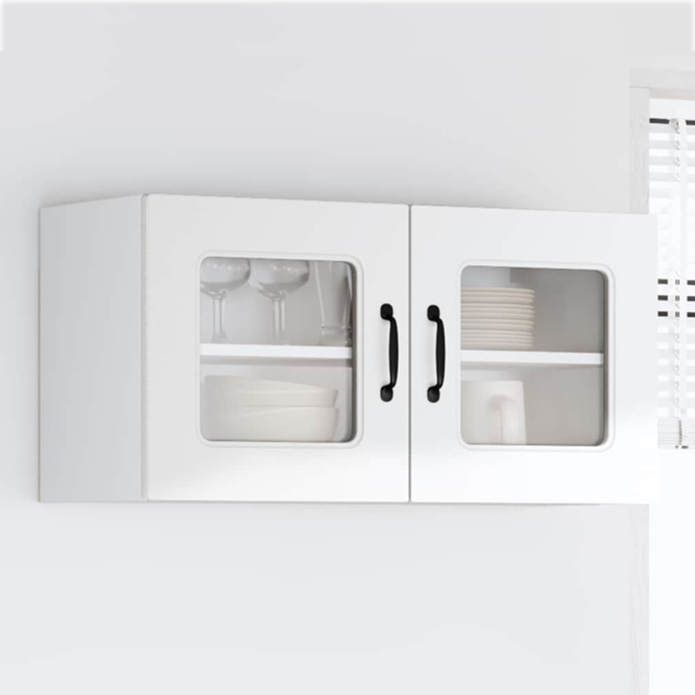 vidaXL Kalmar 2 Door High Gloss White Wall Kitchen Cabinet Image 1
