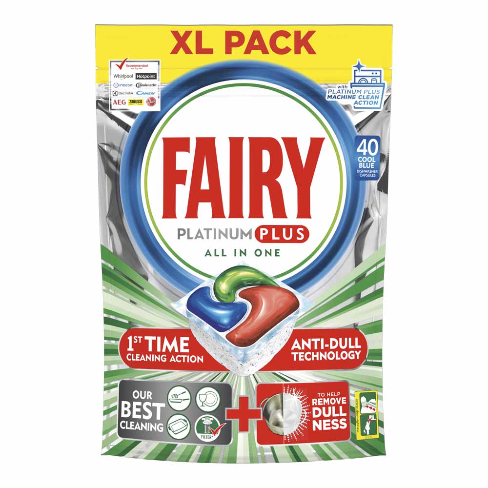 Fairy Platinum Plus Dishwasher Tablets Original 40 pack Image