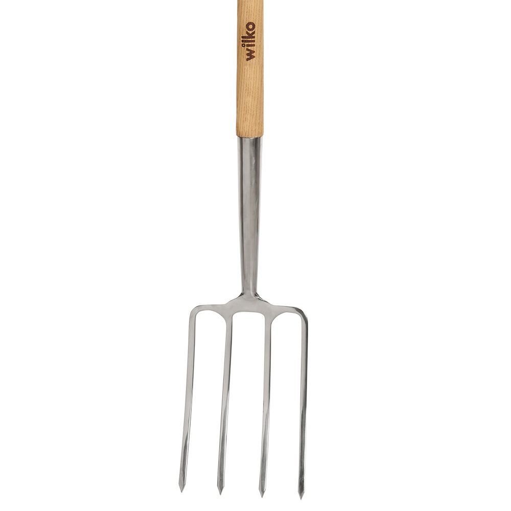 Wilko Wood Handle Stainless Steel Digging Fork Image 3