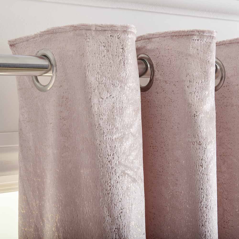 Wilko Blush Sparkle Velvet Eyelet Curtains 167 W x 183cm D Wilko