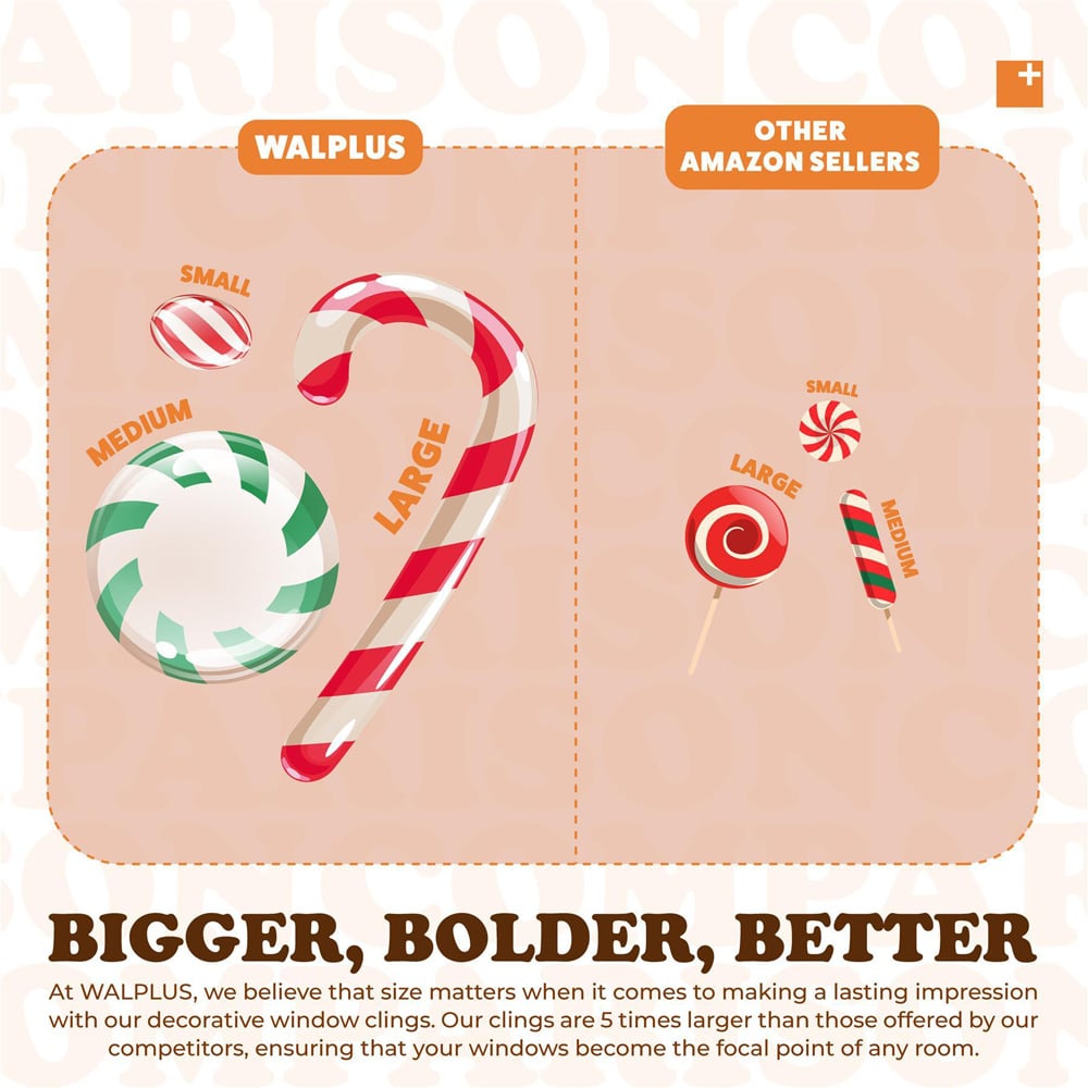 Walplus Christmas Peppermint Candy and Sweets Double-Sided Window Stickers 46 Piece Image 5