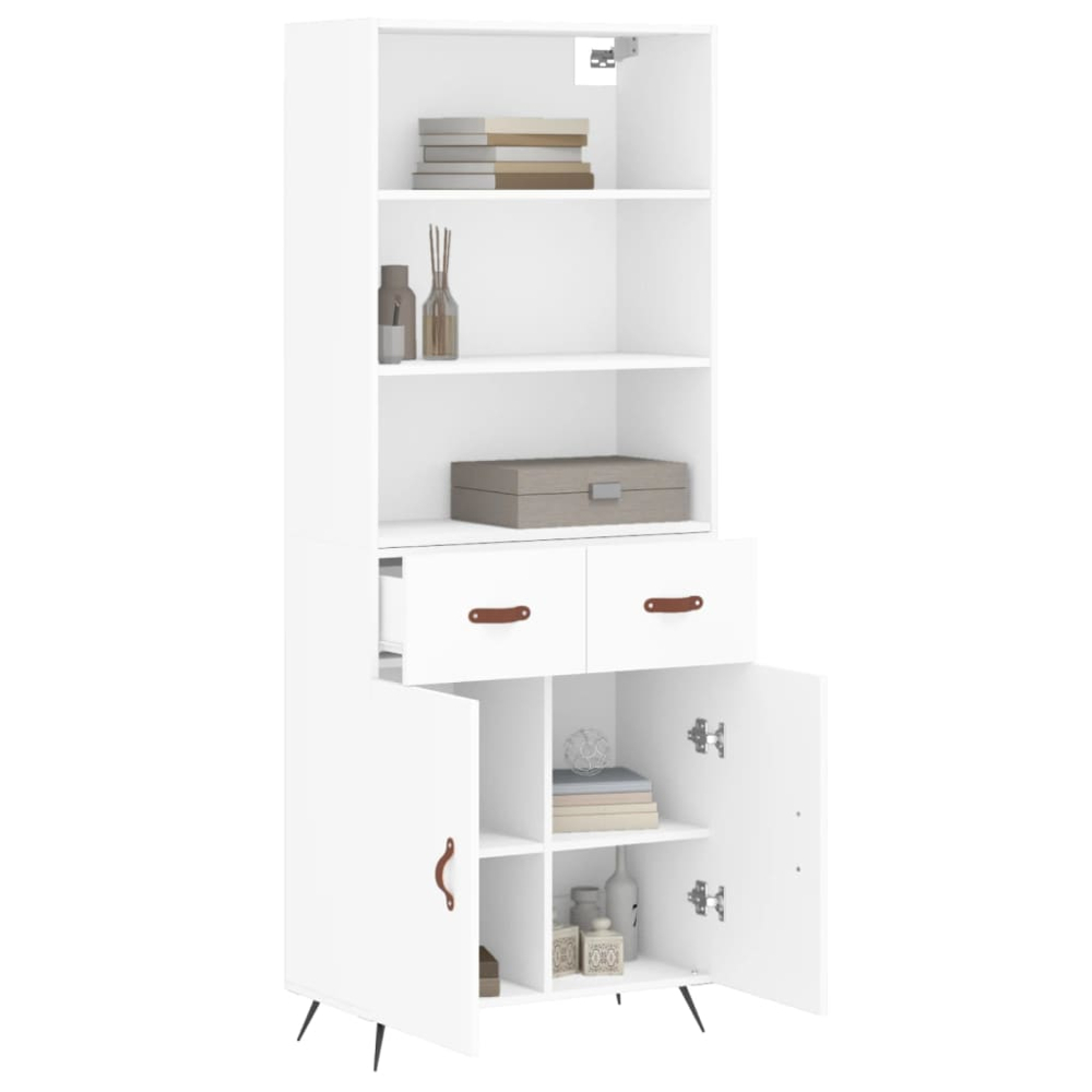 vidaXL 2 Door 2 Drawer 3 Shelf White Highboard Image 3