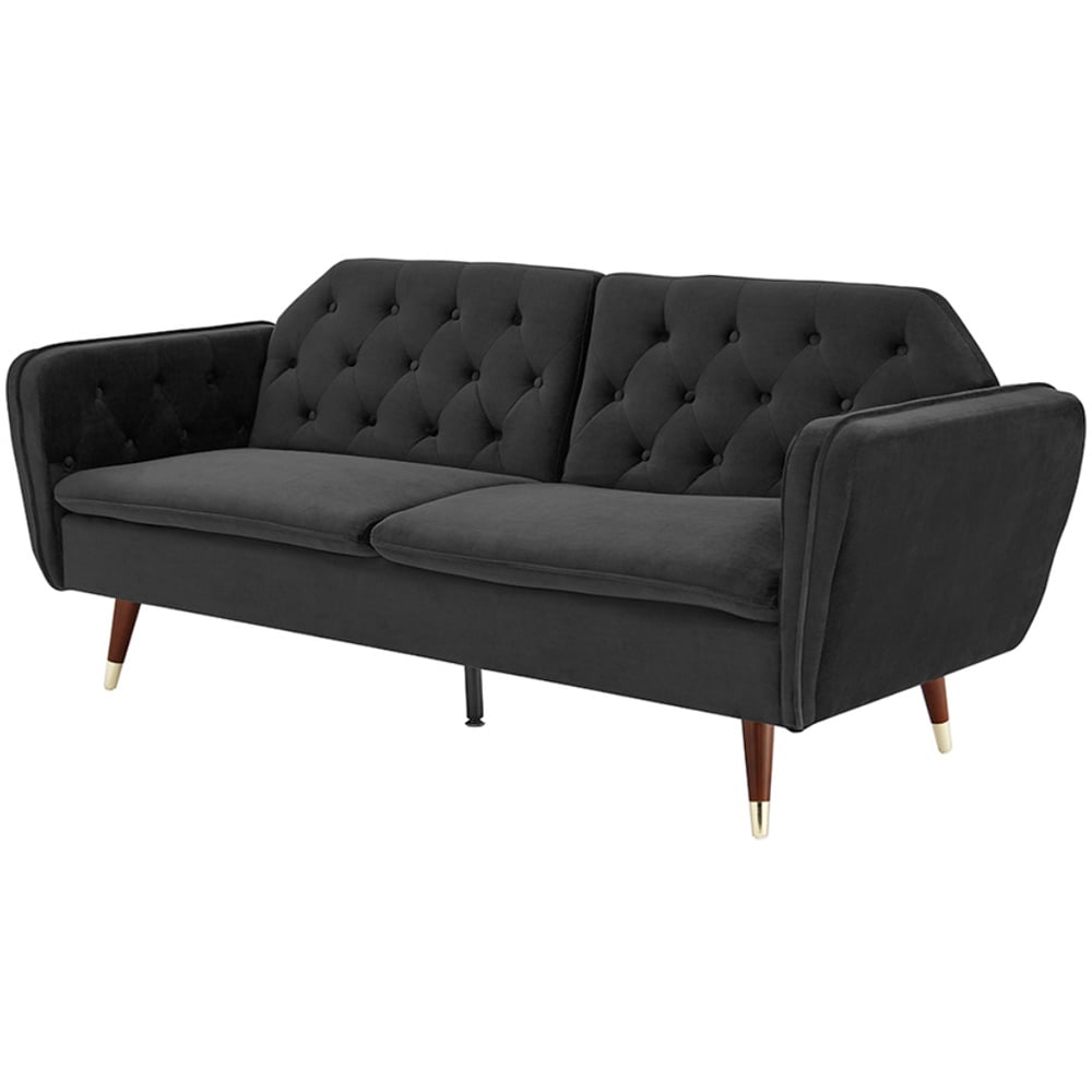 Home Detail Whitby 2 Seater Black Velvet Sofa Bed Image 2
