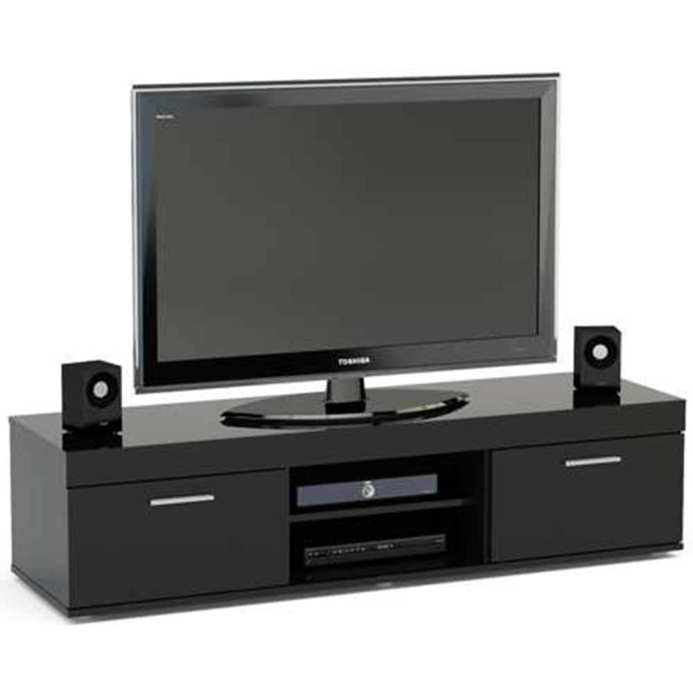 Edgeware 2 Door 2 Shelf Black TV Unit Image 2