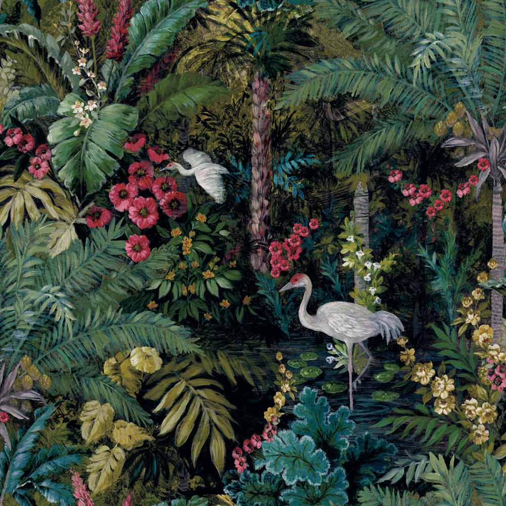 Holden Decor Jungle Paradise Black Wallpaper Image 1
