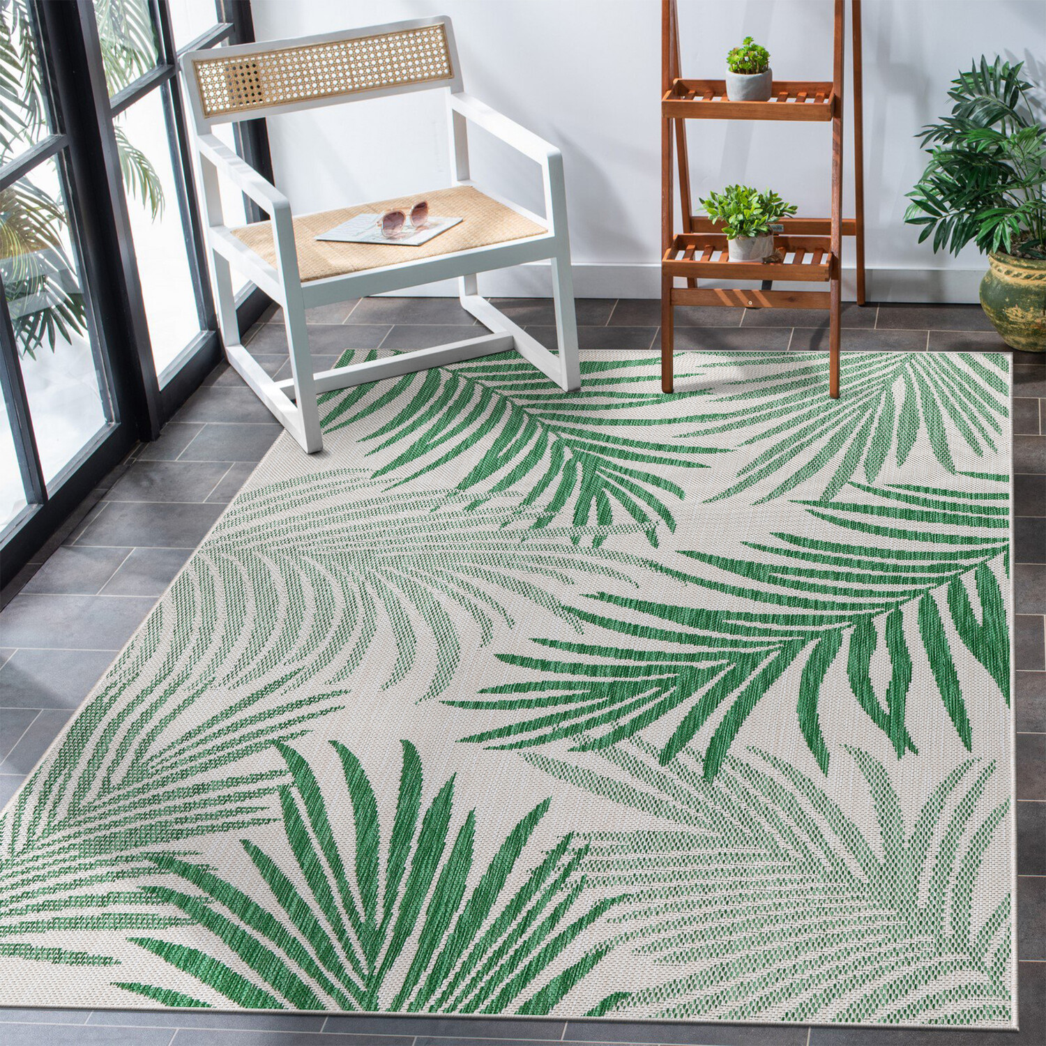 Jungle Palm Leaf Rug  - Green / 120cm Image 2