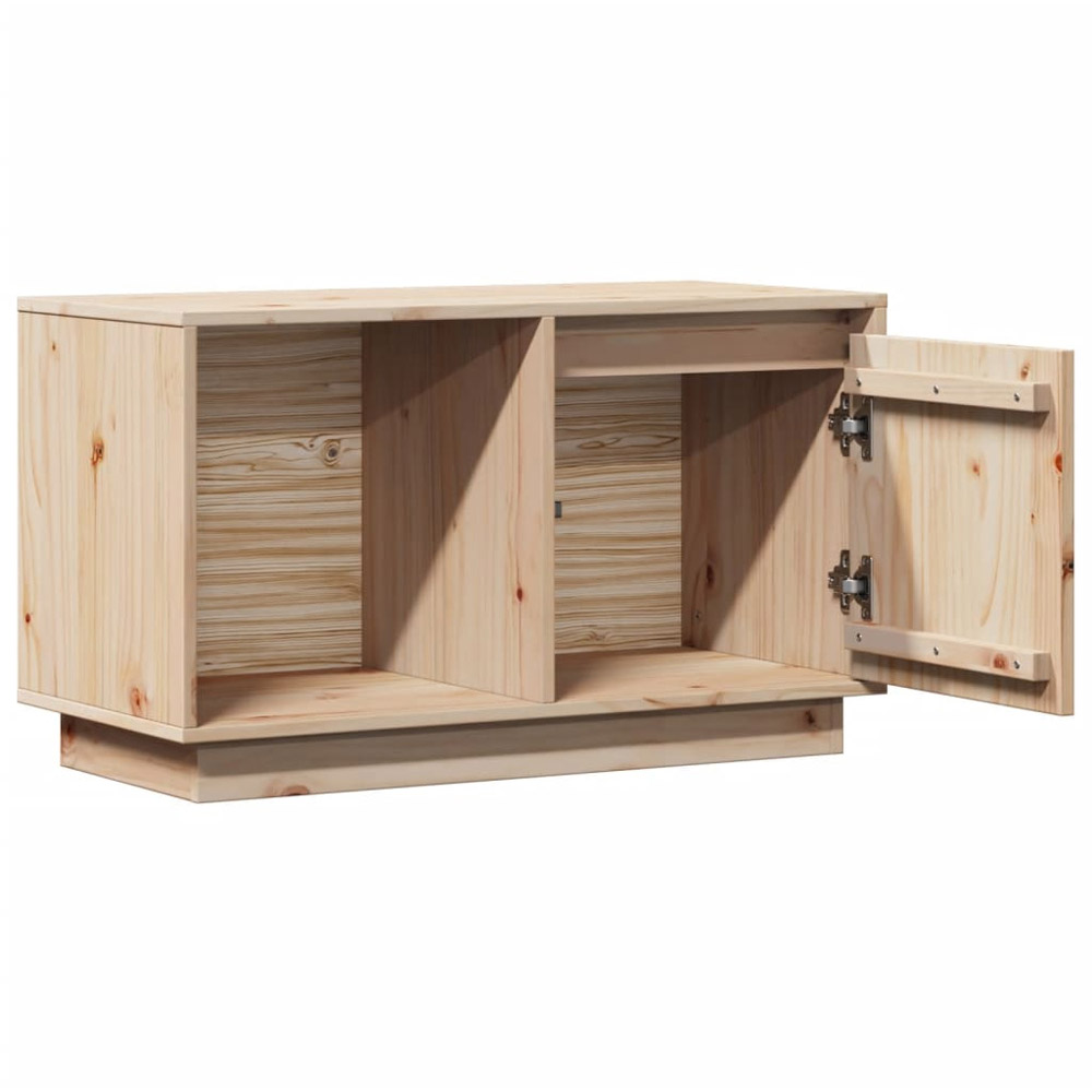 vidaXL Single Door Single Open Self Natural Solid Wood Pine TV Cabinet Image 5
