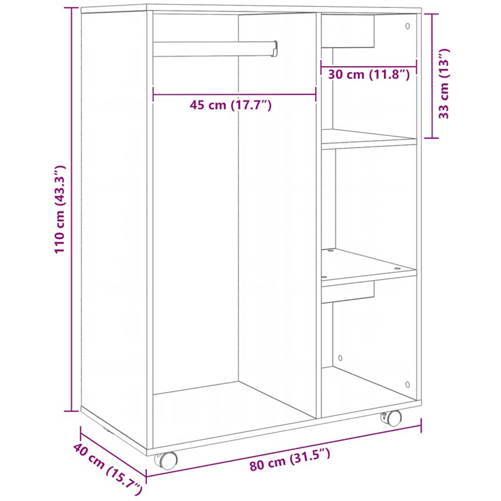 vidaXL 4 Open Shelf Grey Sonoma Wardrobe Image 9