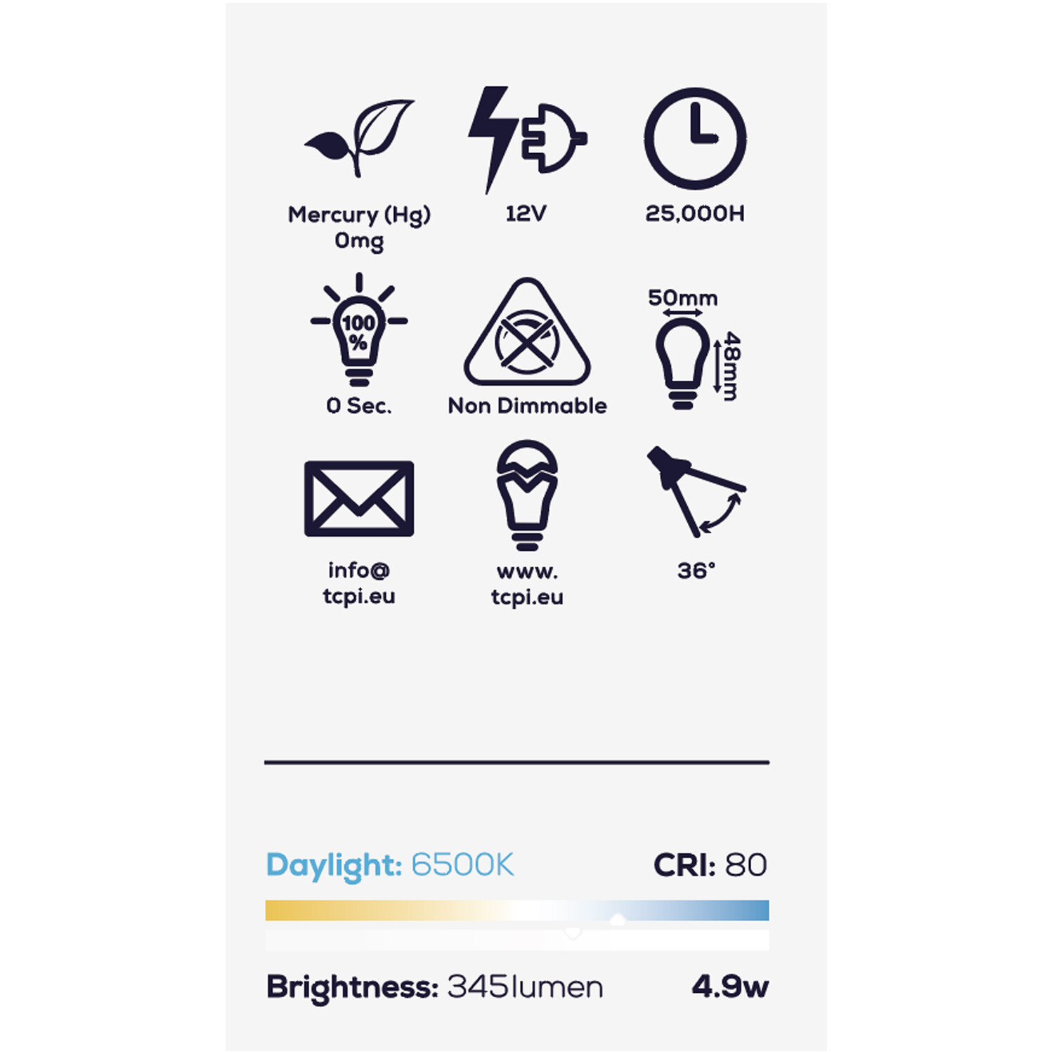 TCP LED Silver MR16 345L Daylight Bulb - Daylight / 5 Image 3