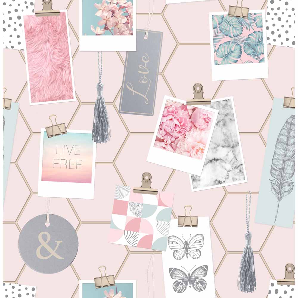 Fresco Clip Frames Pink Wallpaper Wilko