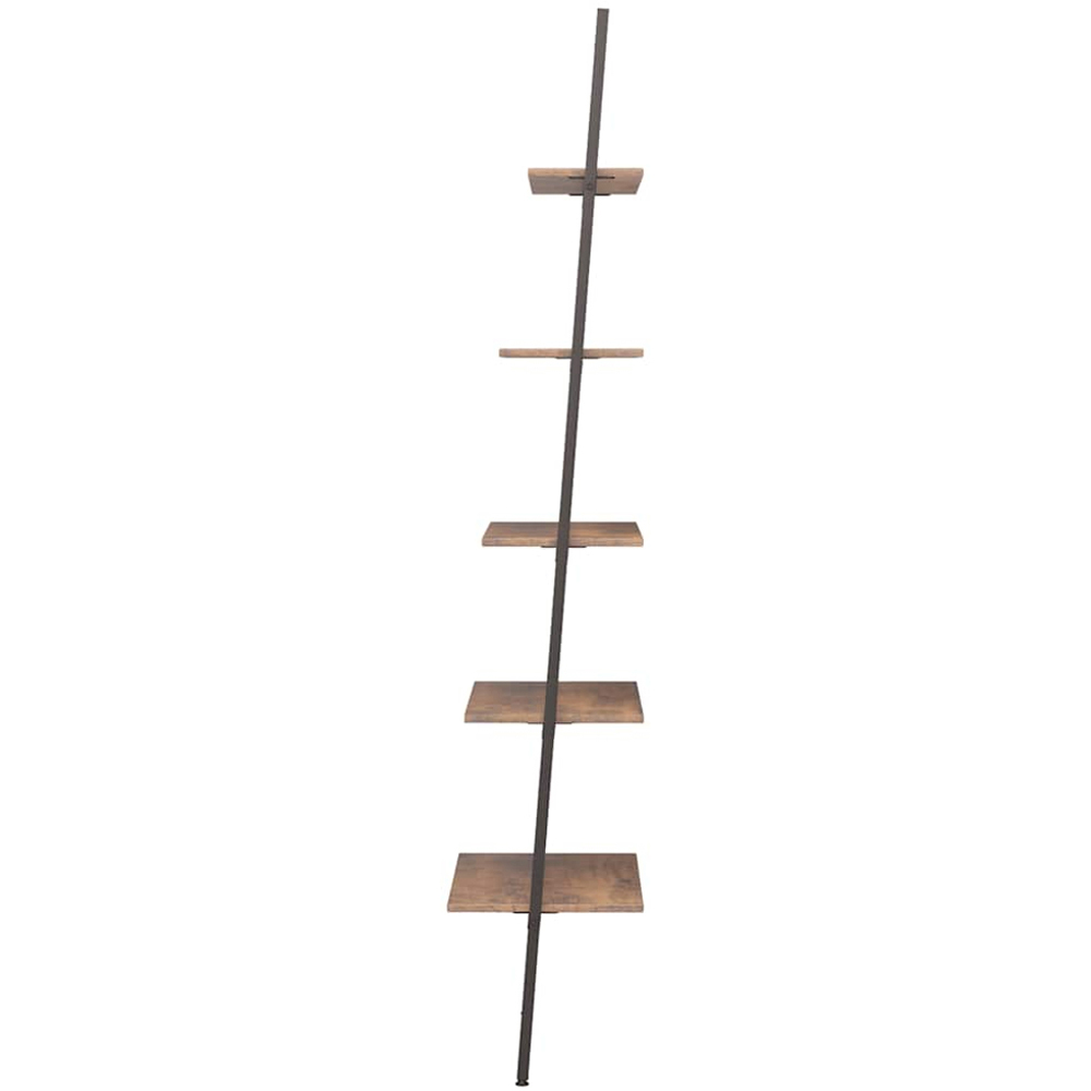 vidaXL 5-Tier Dark Brown and Black Leaning Shelf Image 4