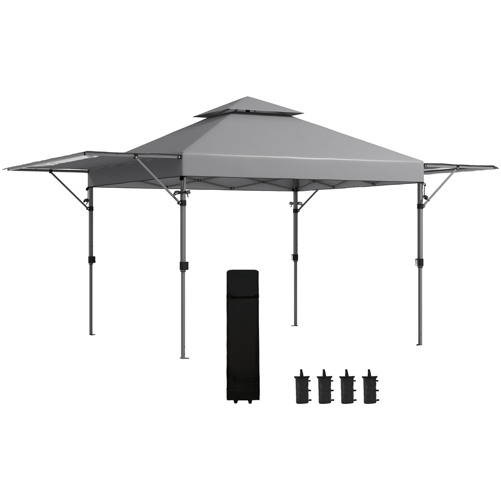 Outsunny 5 x 3m Grey Pop Up Gazebo with Extend Dual Awnings Image 2