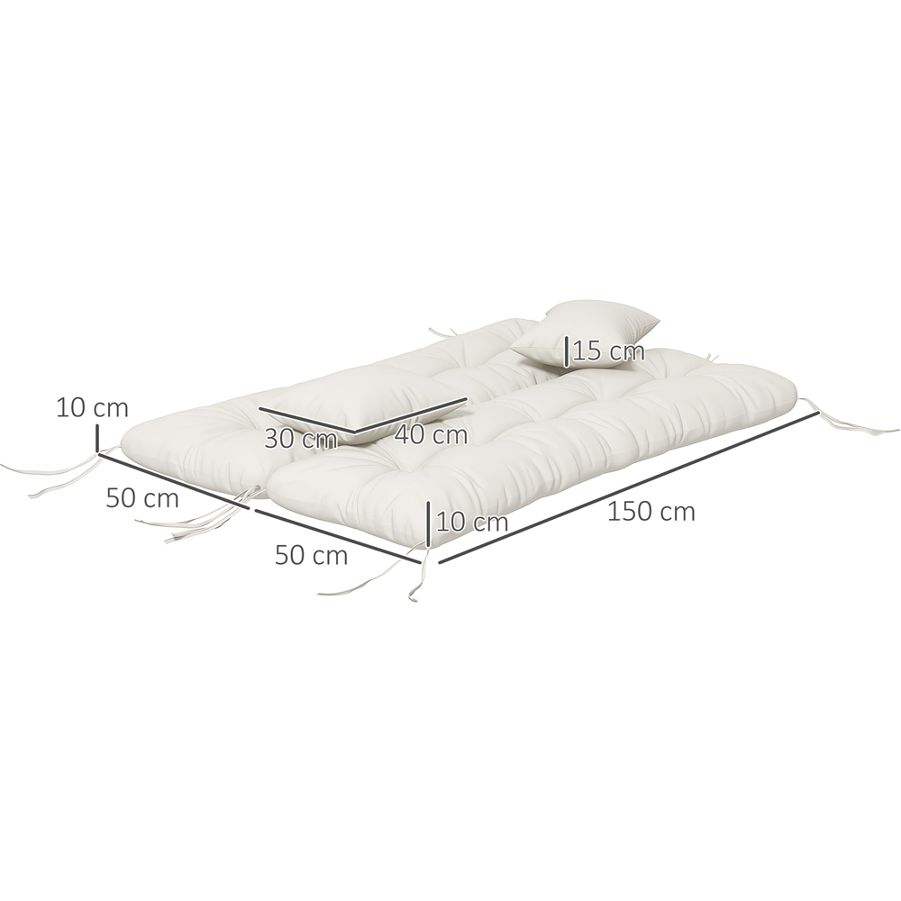 Outsunny White Seat Cushion Replacement with Pillows Set of 4 Image 7