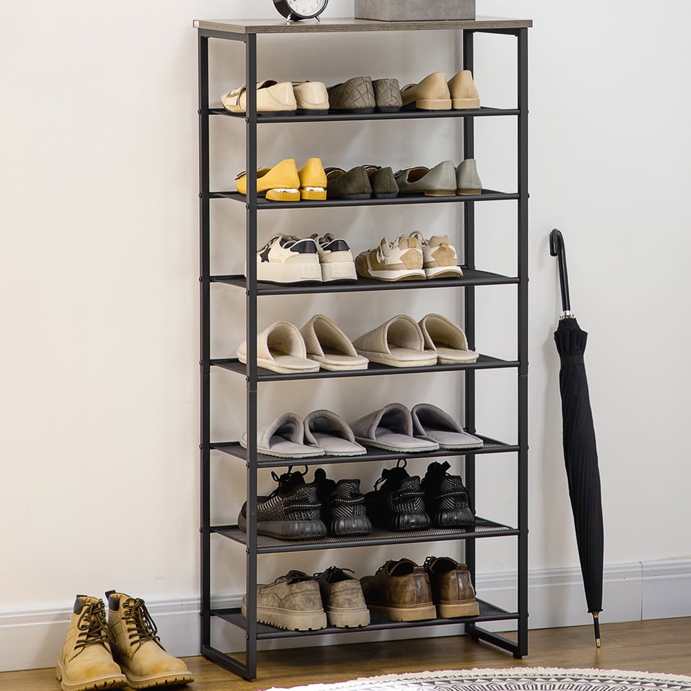 Portland 8 Tier Black and Grey Shoe Rack Image 2