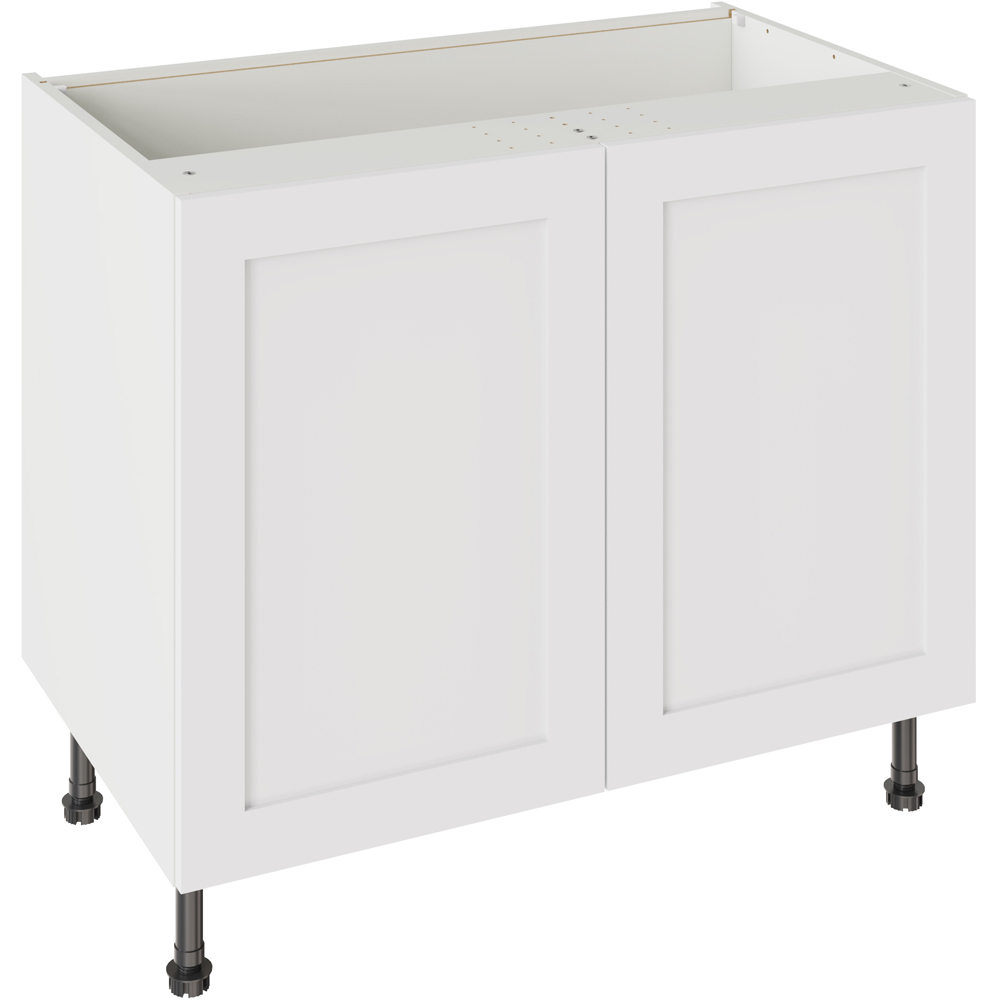 Kitchen Kit Shaker Matt White Base Kitchen Cabinet Flatpack 1000mm Image 1