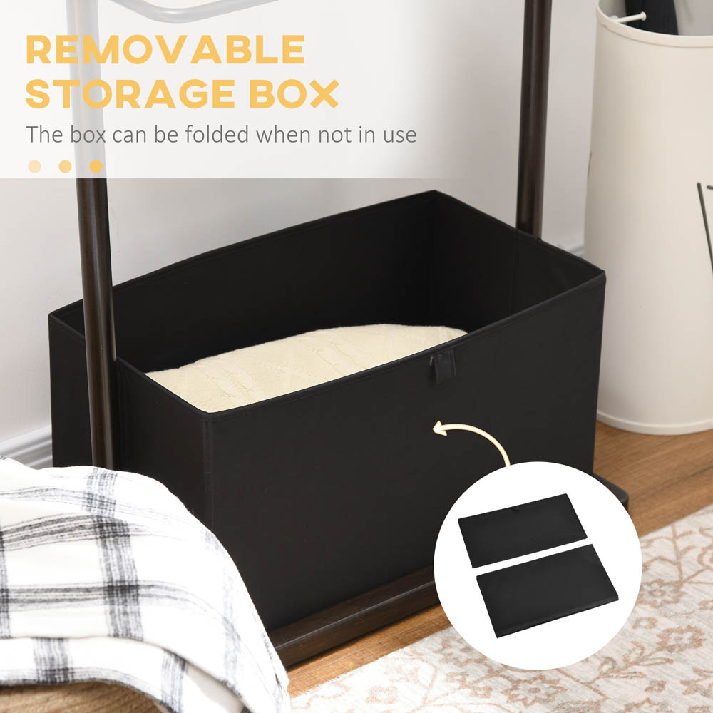 Portland Dark Walnut Bamboo Clothing Rack with Fabric Box Wilko