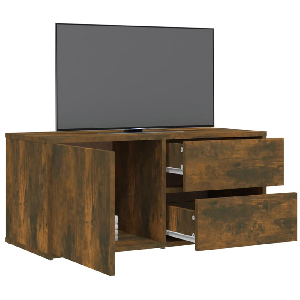 vidaXL Single Drawer 2 Drawer Smoked Oak TV Cabinet Image 5