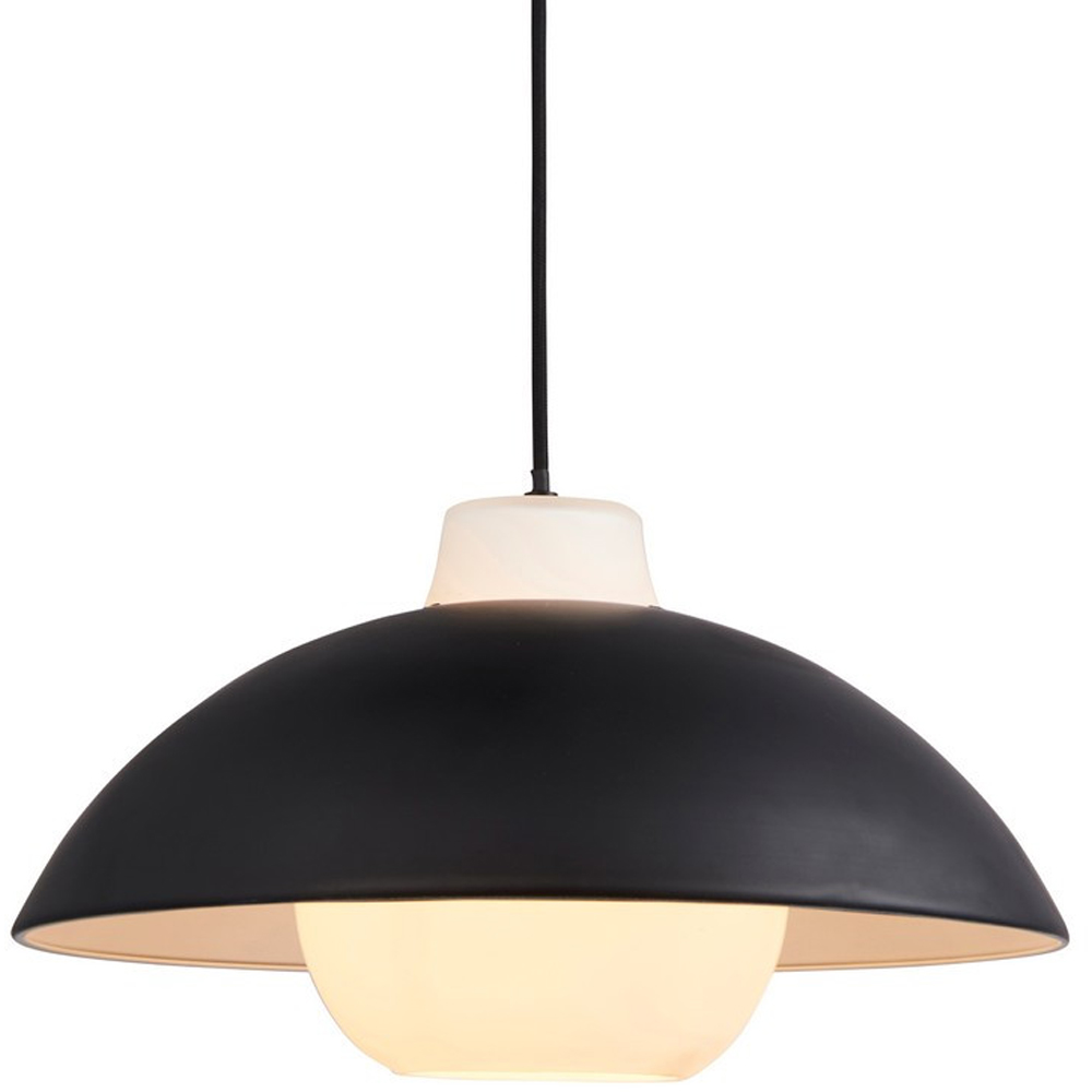 Merano Matt Black Curved Matt White Glass Pendant Ceiling Light Image 3