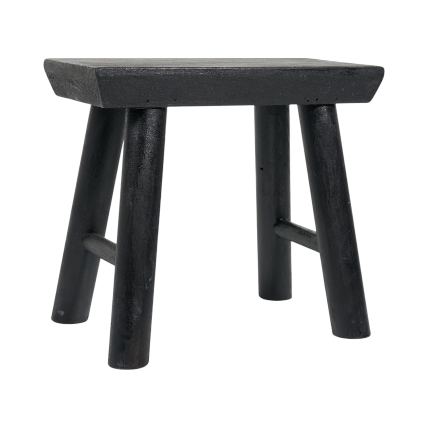 Rustic Wood Stool Black Image 3