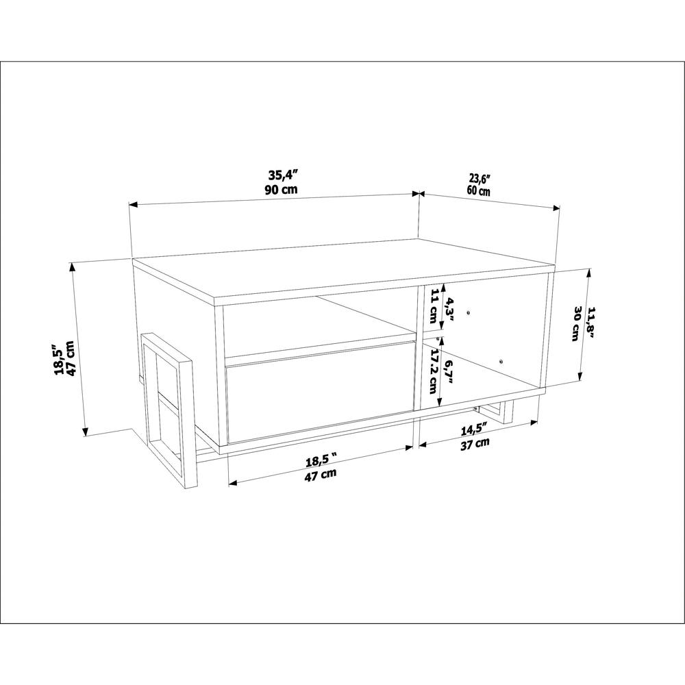 Decorotika Utopie 2 Door 2 Shelf Oak and Rattan Modern Coffee Table Image 8