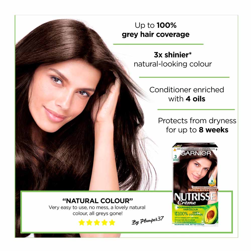 Garnier Nutrisse 3 Darkest Brown Permanent Hair Dye Image 3