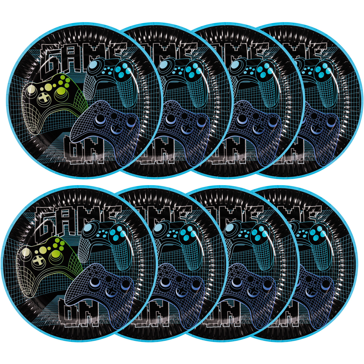 Pack of 8 Gamer Plates Black Image 4