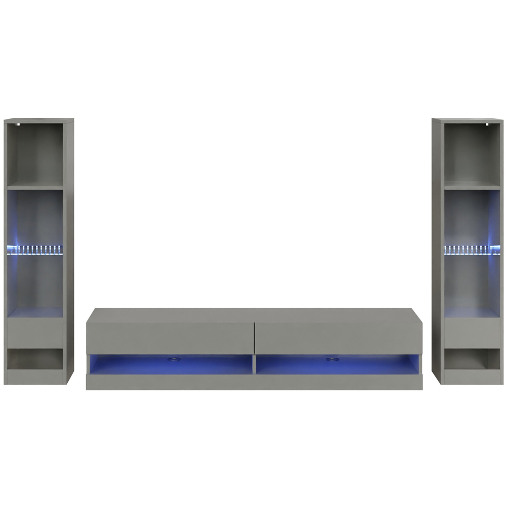 GFW Galicia 10 Shelf Grey Wall Mounted LED Full Media Set Image 2