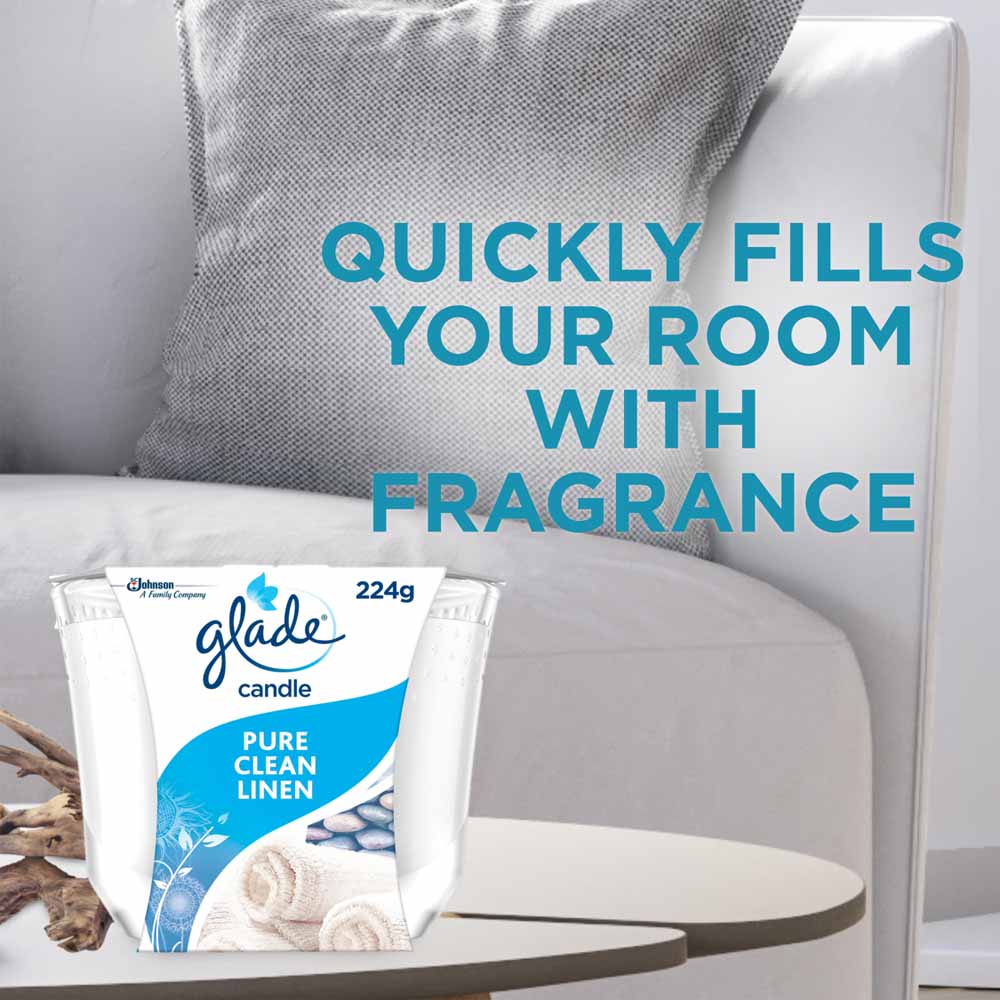 Glade Large Candle Clean Linen Air Freshener 224g Image 4