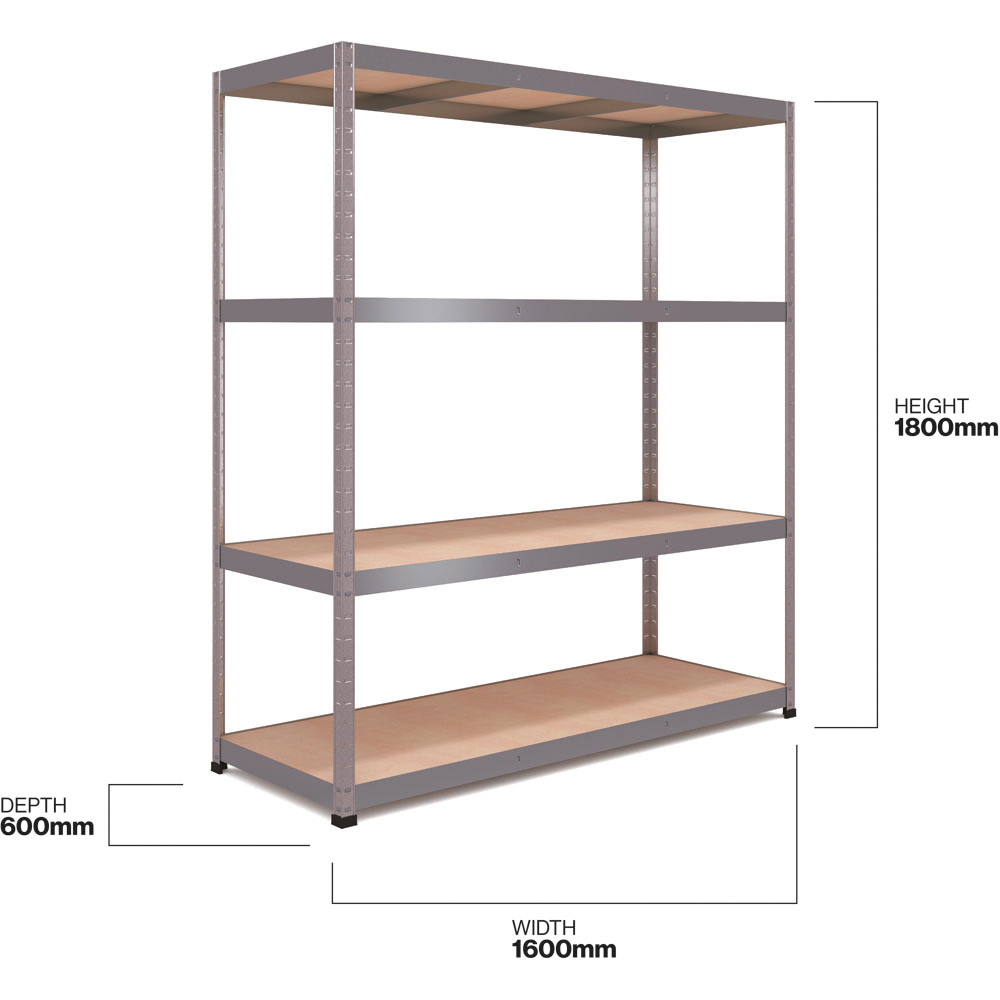 RB Boss Freestanding 4 Tier Boltless Shelf Unit 300kg/level Image 3