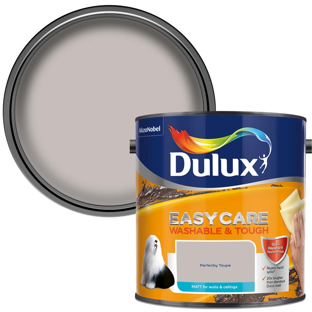 Dulux Easycare Washable & Tough Walls & Ceilings Matt Prft Taupe Matt Emulsion Paint 2.5L Image 1