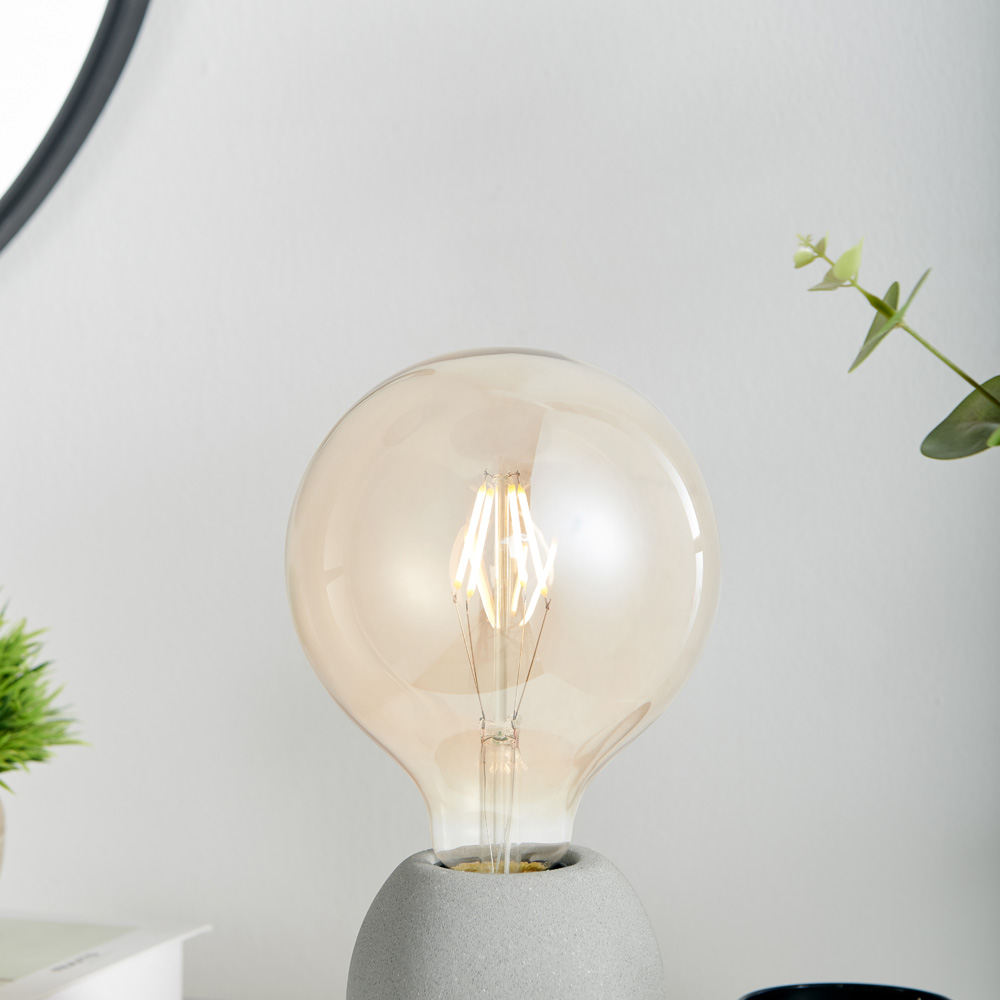 Furniturebox Kaylyn Industrial Grey Concrete and Smoked Glass Table Lamp Image 2