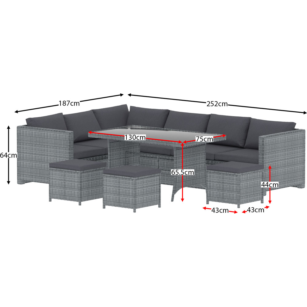 Garden Vida Belgrave Rattan Effect 9 Seater Garden Dining Set Grey Image 7