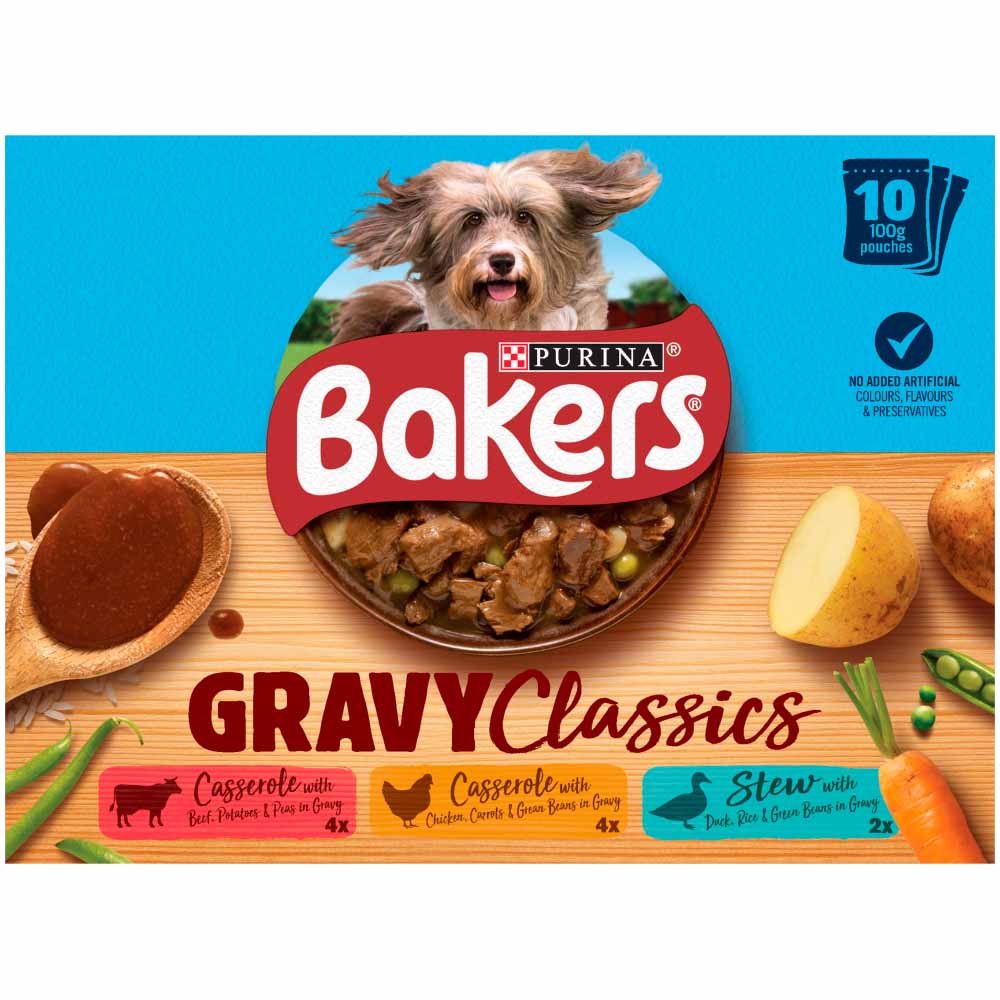 Bakers Gravy Classics Dog Food Pouches Mixed Flavours 10 x 100g Image 2