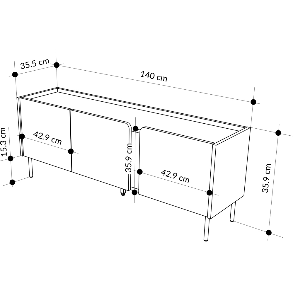 Decortie Norm 3 Door Deep Oud and Travertine TV Stand Image 7