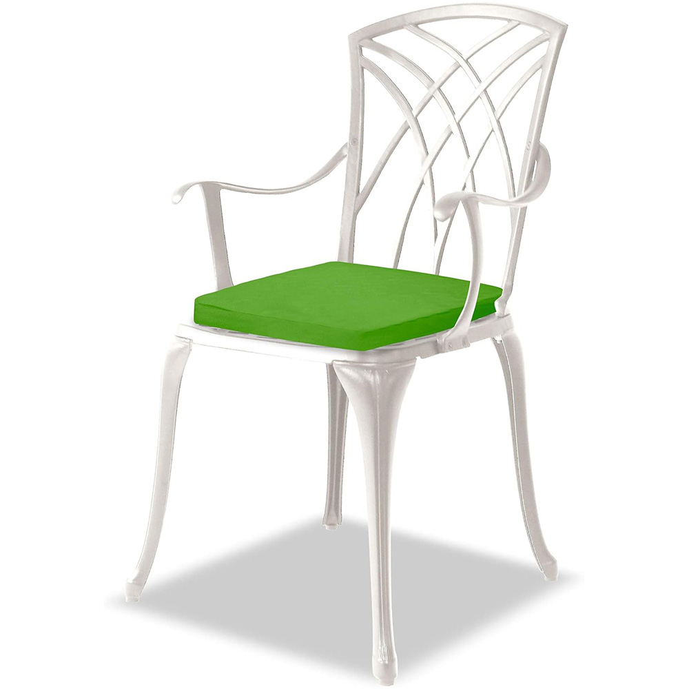 Centurion Oshowa 2 Seater White and Green Cast Aluminium Garden Bistro Set with Cushions Image 5