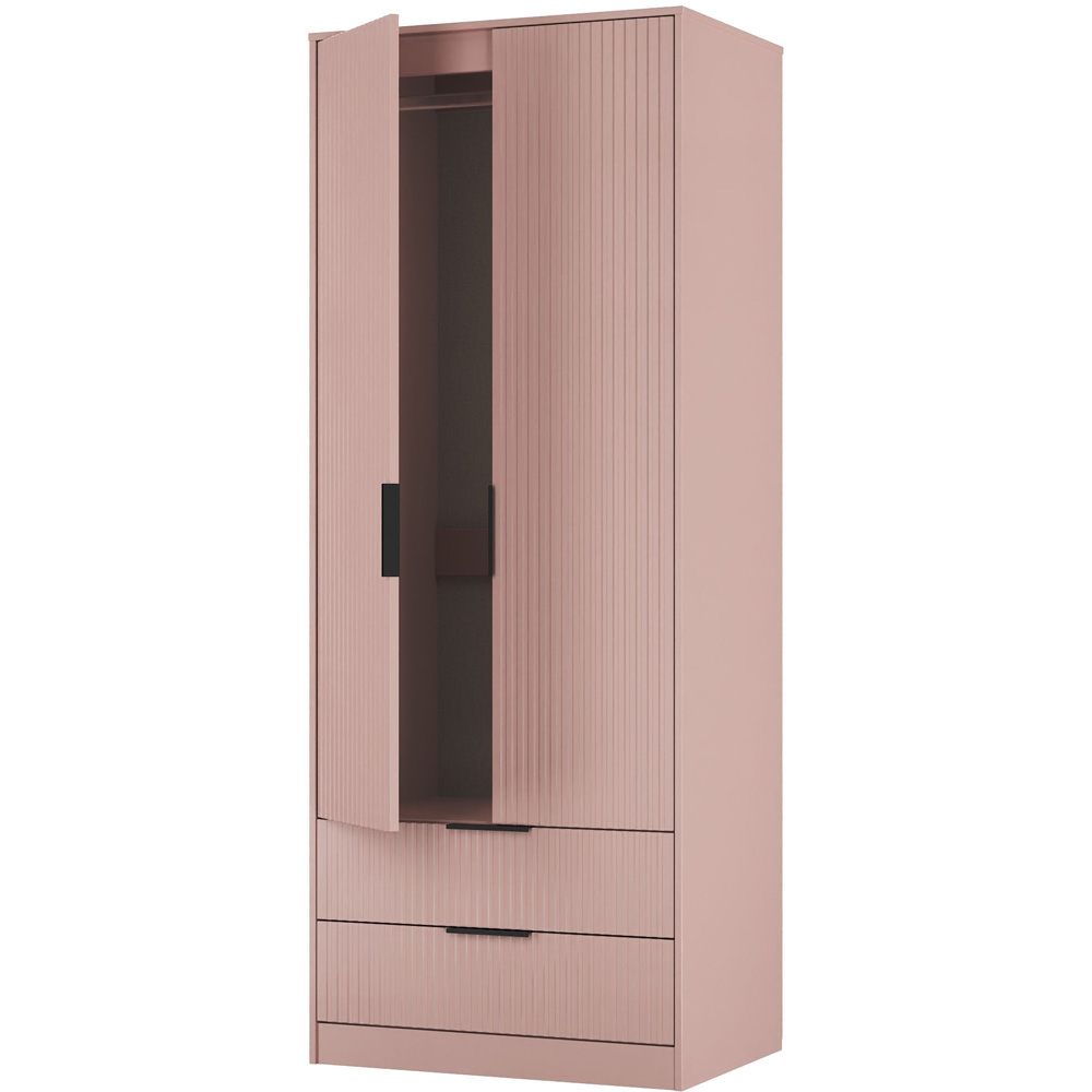 Crowndale Fluted 2 Door 2 Drawer Kobe Pink Tall Wardrobe Ready Assembled Image 6