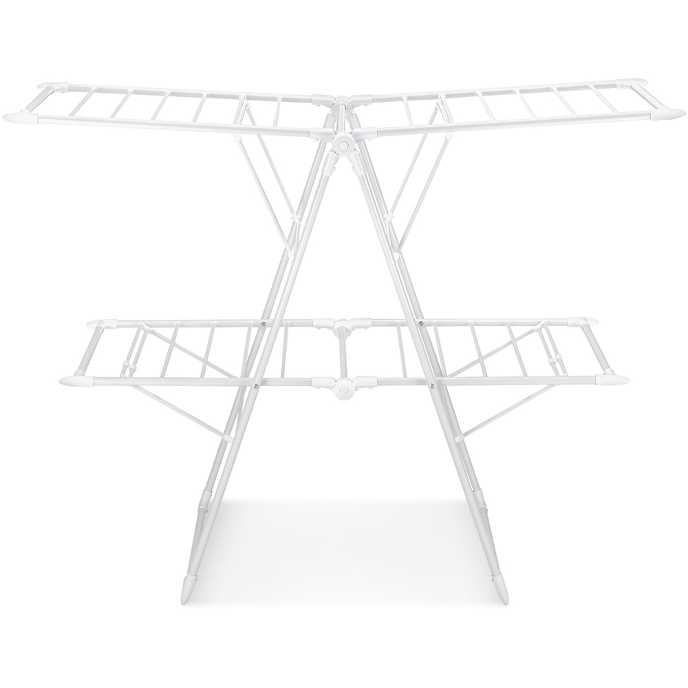 Costway White Foldable Clothes Drying Rack with 28 Hanging Rails Image 1