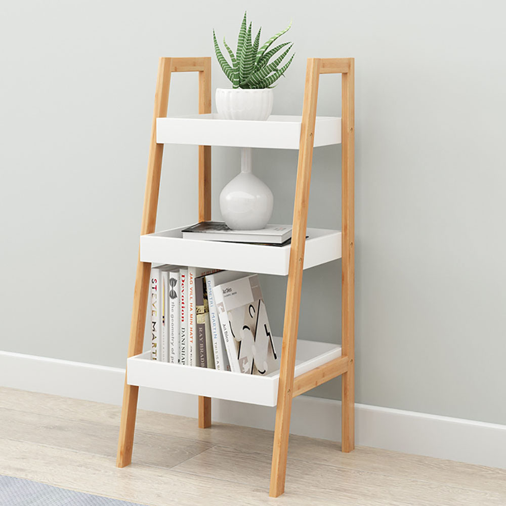 Living and Home Multi Tiered White Ladder Shelf Image 5