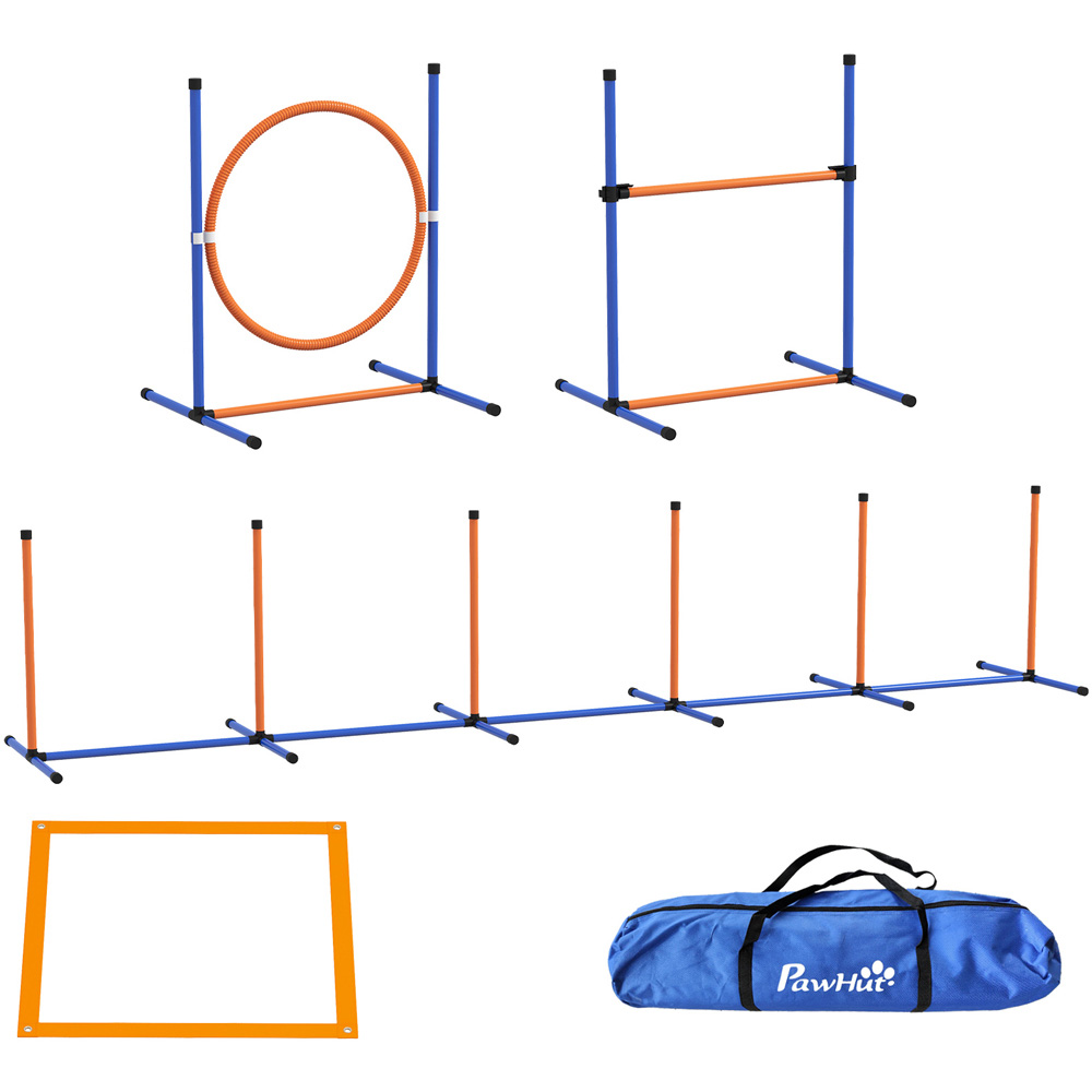 PawHut 4 Piece Dog Agility Set with Carry Bag Image 1
