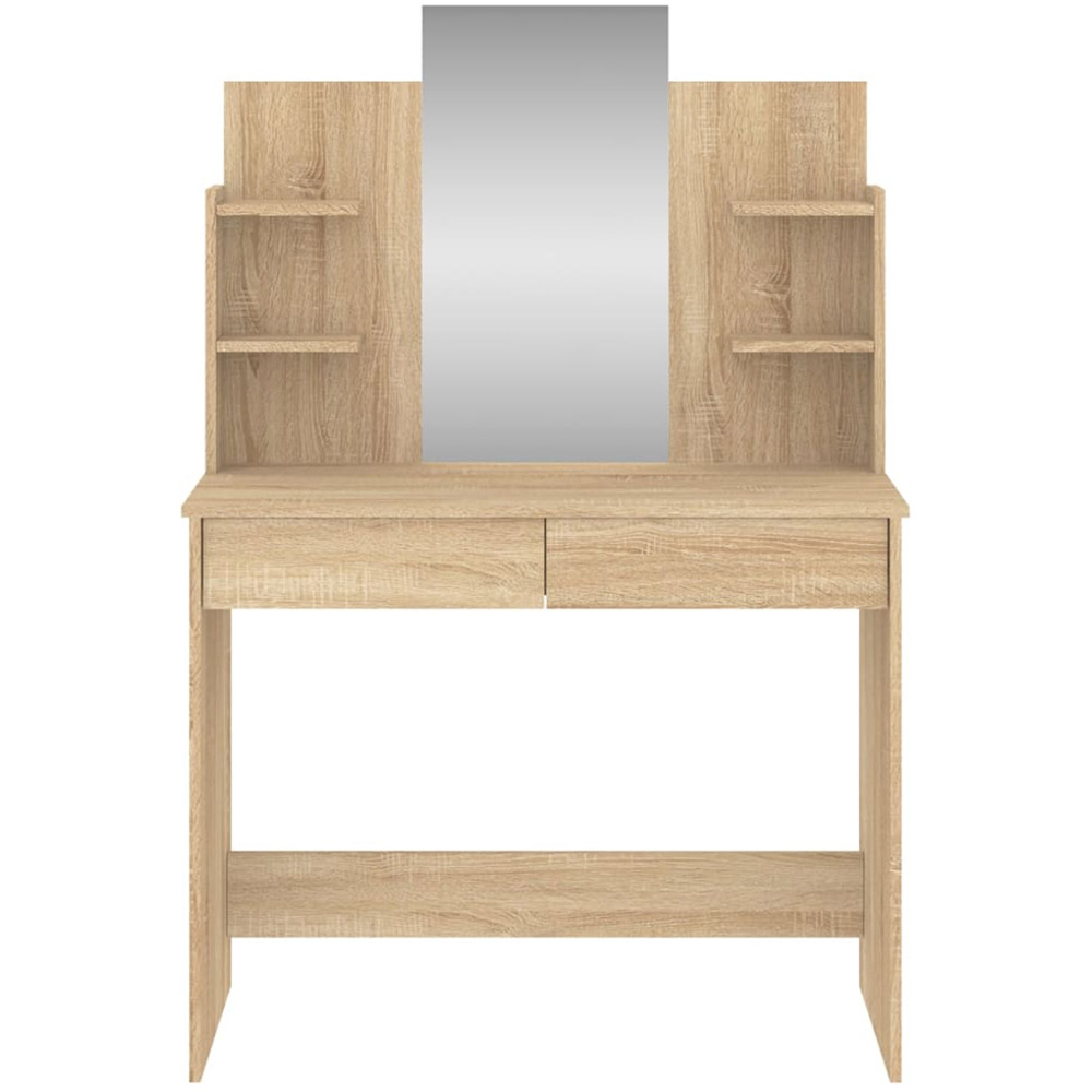 vidaXL 2 Drawer 4 Shelf Sonoma Oak Dressing Table with Mirror Image 4