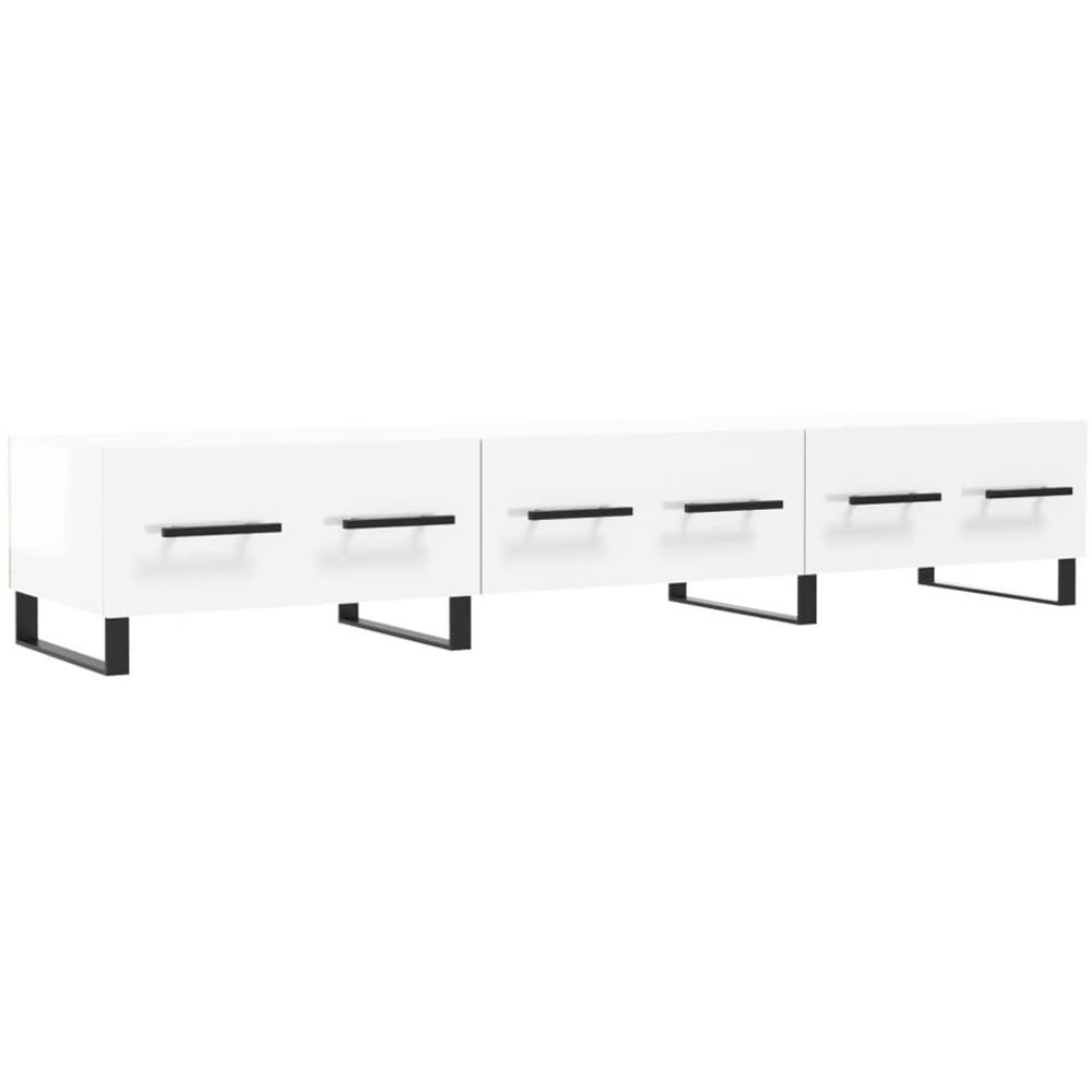 vidaXL 3 Drawer High Gloss White TV Cabinet Image 2