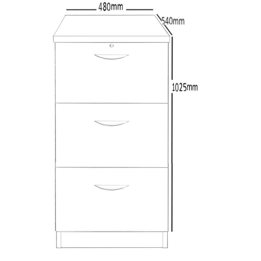 R White Cabinets 3 Drawer Grey Filing Cabinet Image 5