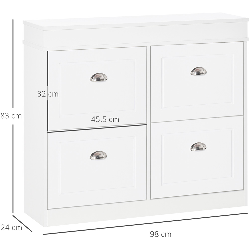 Portland 4 Drawer White Narrow Shoe Cabinet Image 8