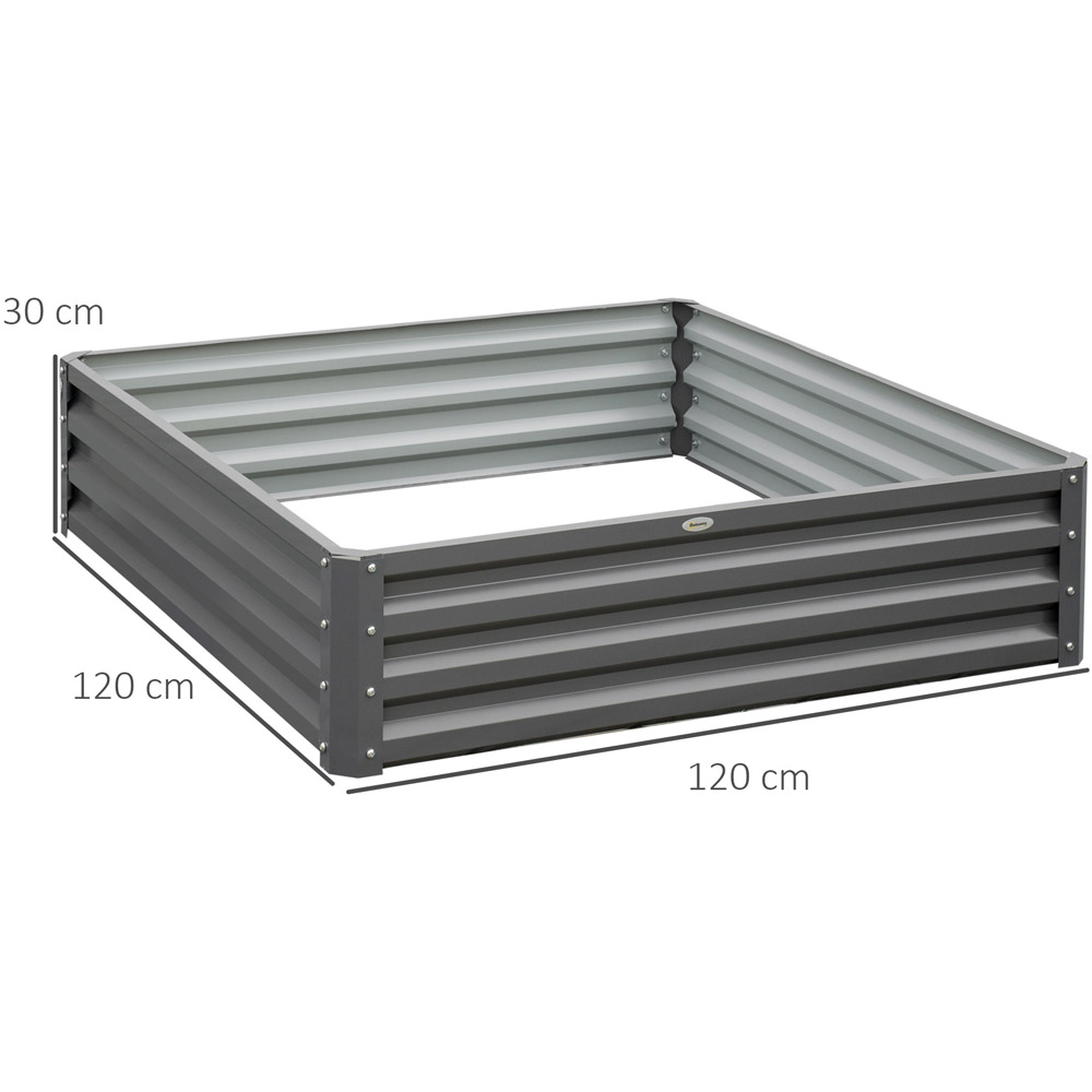 Outsunny Light Grey Metal Raised Garden Bed Flower and Vegetable Planter Image 7
