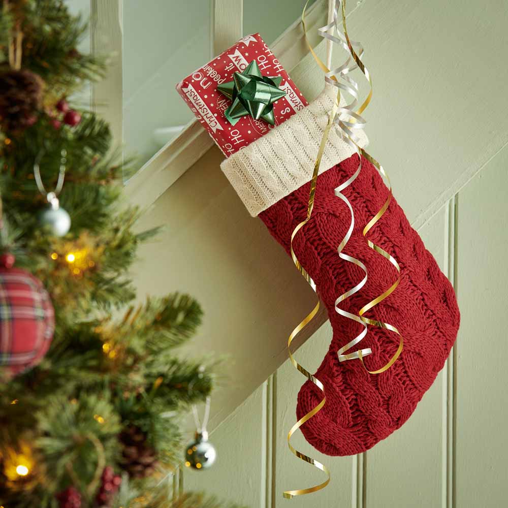 Wilko Traditional Christmas Knitted Stocking Image 3