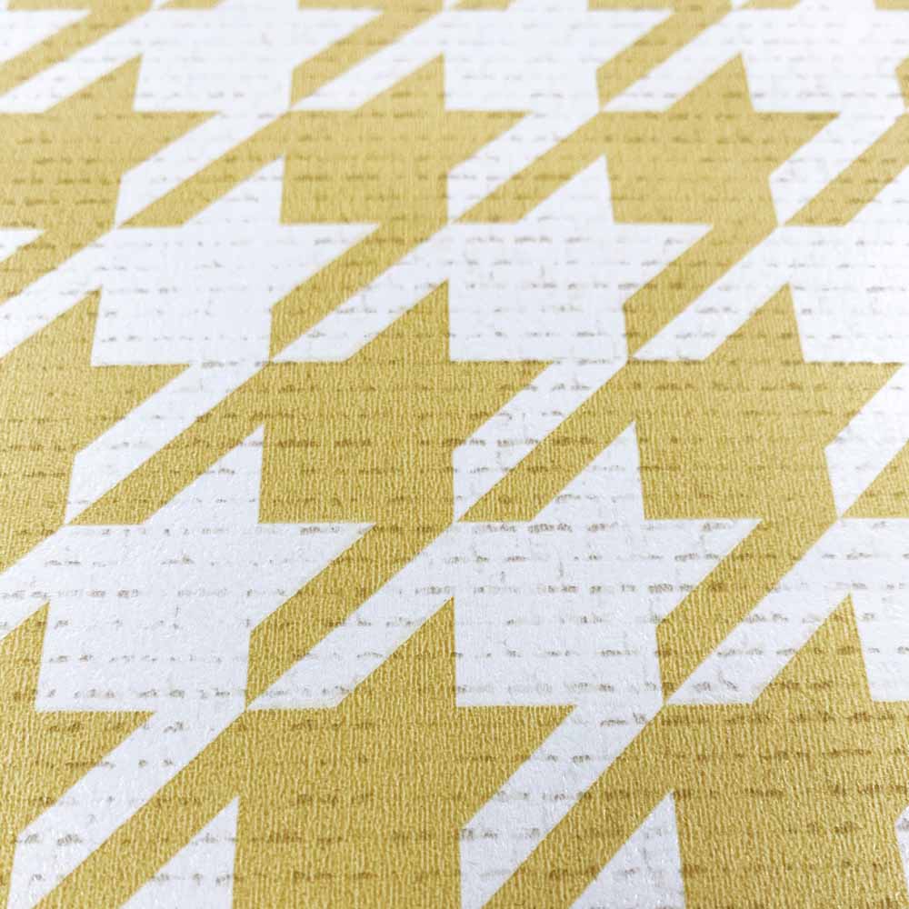 Muriva Houndstooth Ochre and White Wallpaper Image 3
