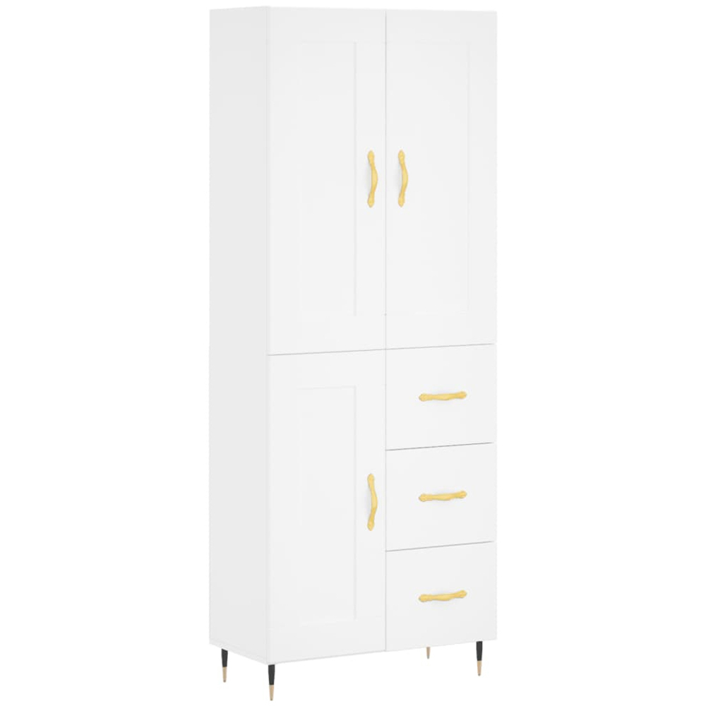 vidaXL 3 Door 3 Drawer White Highboard with Gold Handle Image 2